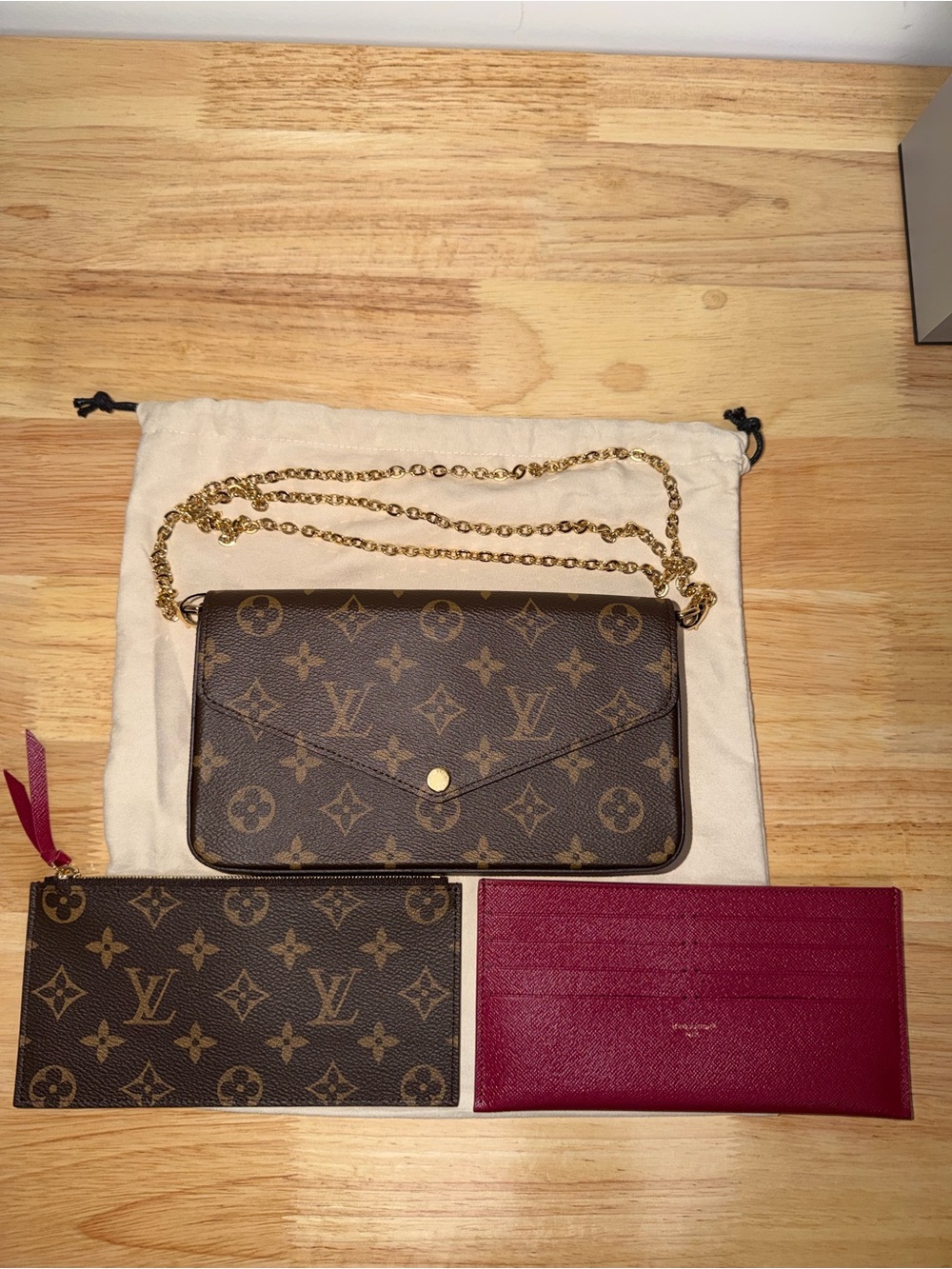 Louis Vuitton Monogram Pochette Félicie Crossbody + Both Inserts